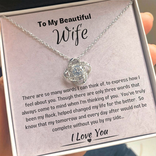 To My Beautiful Wife/Love Knot Necklace